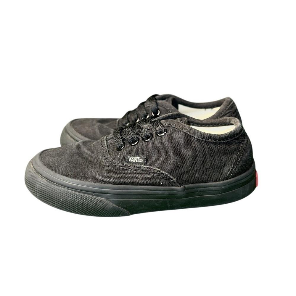 Vans Authentic Skate Shoes Black‎ Canvas Toddler Baby Size 8 Sneakers Low Top